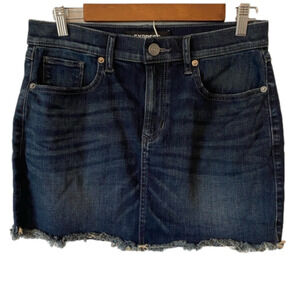Express 90's Y2K Rockabilly Stretch Denim Raw Bottom Hem Mini Skirt Size 6